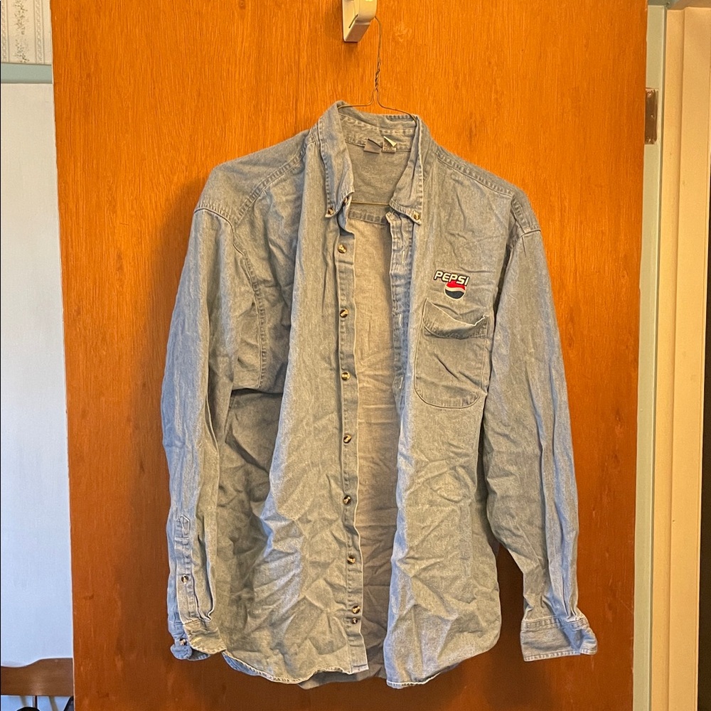 Pepsi Light Blue Casual Button Down Shirt